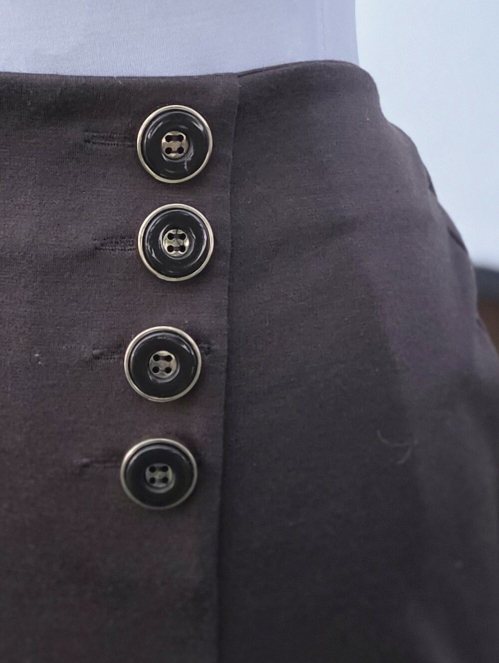 New York & Co High-Waist Dark Brown A-Line Midi Skirt with Button Detail - Picture 5 of 8